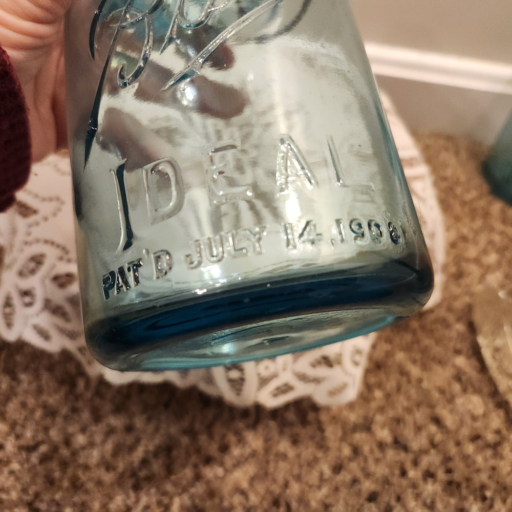 Vintage Ball Ideal Aqua Blue Glass Mason Jar Mold #4 With Lid And Bail - Picture 10 of 10